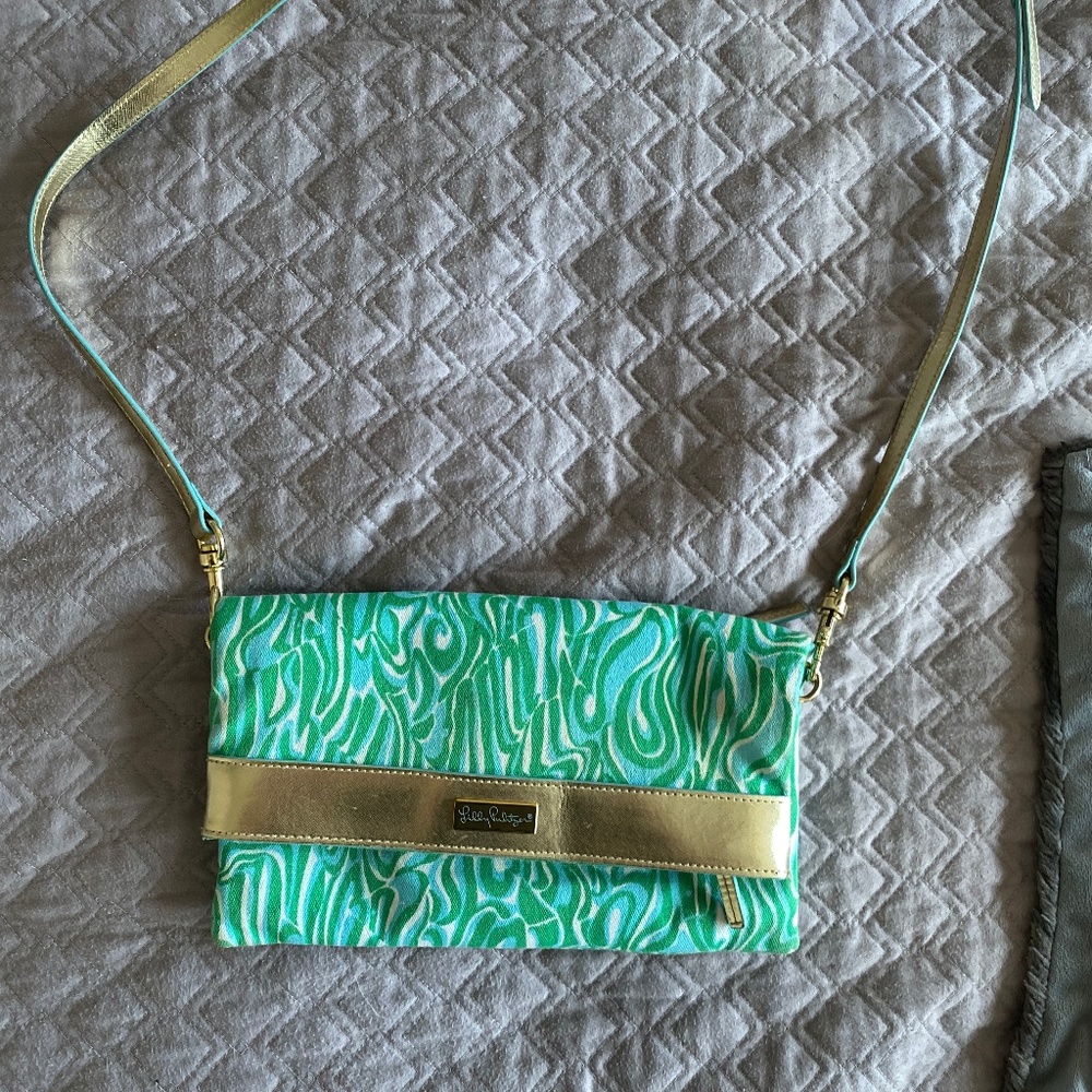 Lilly Pulitzer Green Blue Gold Crossbody Purse